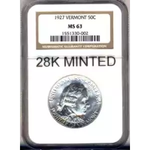 Classic Commemorative Silver--- Vermont Sesquicentennial 1927-Silver- 0.5 Dollar (3)