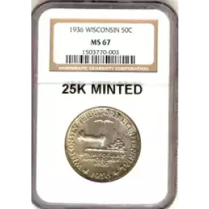 Classic Commemorative Silver--- Wisconsin Territorial Centennial 1936 -Silver- 0.5 Dollar (3)