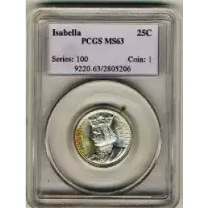 Classic Commemorative Silver--- World's Columbian Exposition, Isabella Quarter 1893-Silver- 0.25 Dollar (3)