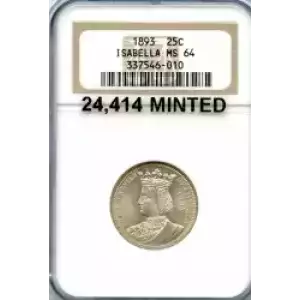 Classic Commemorative Silver--- World's Columbian Exposition, Isabella Quarter 1893-Silver- 0.25 Dollar (3)