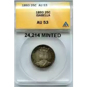 Classic Commemorative Silver--- World's Columbian Exposition, Isabella Quarter 1893-Silver- 0.25 Dollar (3)