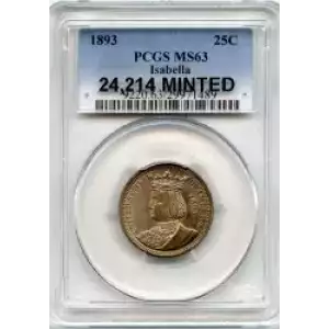 Classic Commemorative Silver--- World's Columbian Exposition, Isabella Quarter 1893-Silver- 0.25 Dollar (3)