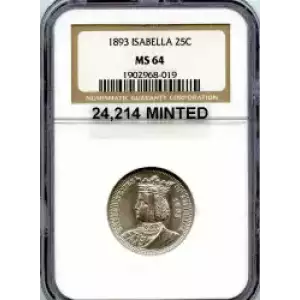 Classic Commemorative Silver--- World's Columbian Exposition, Isabella Quarter 1893-Silver- 0.25 Dollar (3)