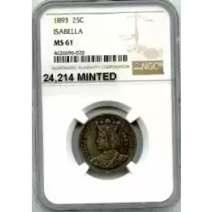 Classic Commemorative Silver--- World's Columbian Exposition, Isabella Quarter 1893-Silver- 0.25 Dollar (3)
