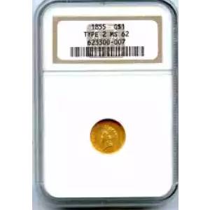 Gold Dollars---Indian Princess Head, Small Head 1854-1856 -Gold- 1 Dollar (3)