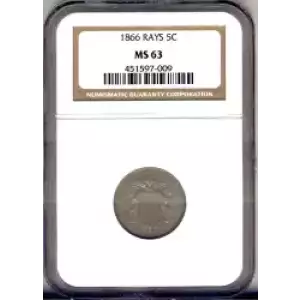 Nickel Five Cent Pieces-Shield 1866-1883 (3)