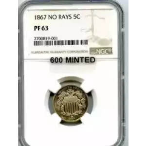 Nickel Five Cent Pieces-Shield 1866-1883 (3)