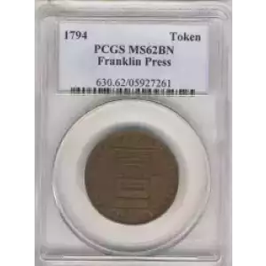 Post Colonial Issues -Private Tokens after Confederation--Franklin Press Tokens -copper- 1 Token (3)