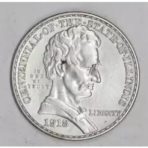 Classic Commemorative Silver--- Illinois Centennial 1918 -Silver- 0.5 Dollar