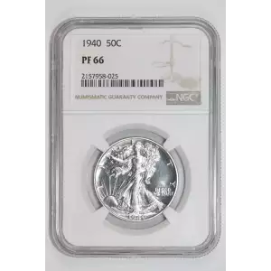 1940 PROOF WALKING LIBERTY HALF DOLLAR NGC PR66 - PQ, WHITE COIN!