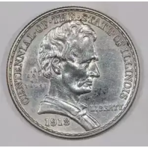 Classic Commemorative Silver--- Illinois Centennial 1918 -Silver- 0.5 Dollar