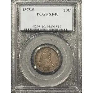 1875-S TWENTY CENT PIECE PCGS XF40 (3)