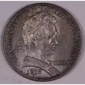 Classic Commemorative Silver--- Illinois Centennial 1918 -Silver- 0.5 Dollar