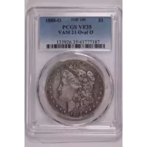 1888-O $1 VAM 21 Oval O