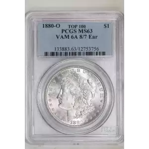 1880-O $1 VAM 6A 8/7 Ear