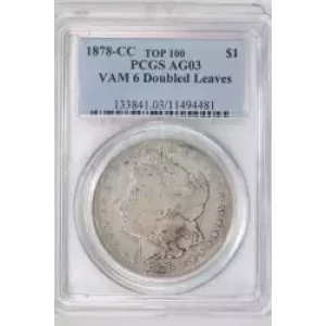 1878-CC $1 VAM 6 Doubled Leaves