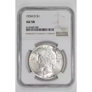1934-D PEACE DOLLAR NGC AU58