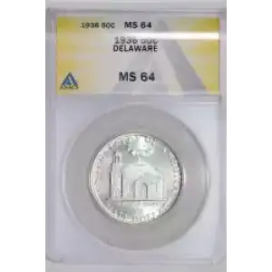 Classic Commemorative Silver--- Delaware Tercentenary 1936 -Silver- 0.5 Dollar