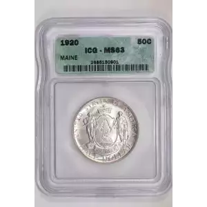 Classic Commemorative Silver--- Maine Centennial 1920-Silver- 0.5 Dollar