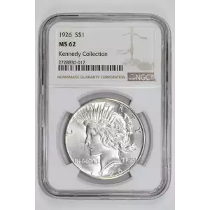 1926 PEACE DOLLAR NGC MS62 KENNEDY COLLECTION