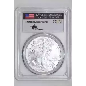 2004 $1 Silver Eagle Mercanti Flag Signature