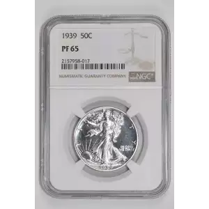 1939 PROOF WALKING LIBERTY HALF DOLLAR NGC PR65 - PQ, WHITE COIN!