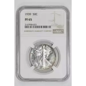 1939 PROOF WALKING LIBERTY HALF DOLLAR NGC PR65