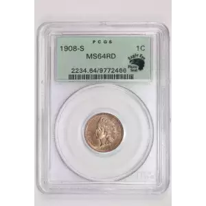 1908-S INDIAN HEAD CENT PCGS MS64 RED OGH - VERY PQ! (2)