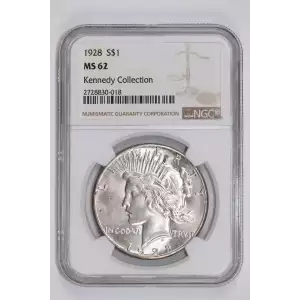 1928 PEACE DOLLAR NGC MS62 KENNEDY COLLECTION
