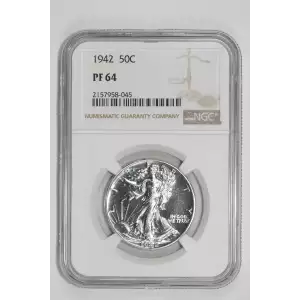 1942 PROOF WALKING LIBERTY HALF DOLLAR NGC PR64 - PQ, WHITE COIN! (2)