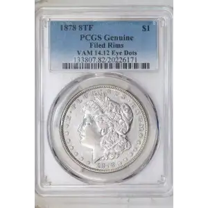 1878 8TF $1 VAM 14.12 Eye Dots