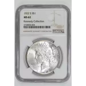 1922-S PEACE DOLLAR NGC MS62 KENNEDY COLLECTION