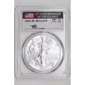 2016-W $1 Burnished Silver Eagle 30th Anniversary Lettered Edge FDI Mercanti First Day of Issue (2)