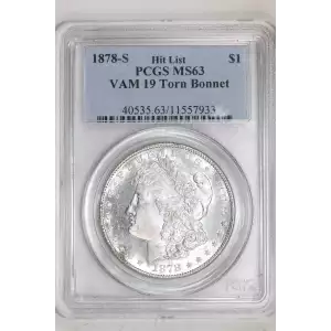 1878-S $1 VAM 19 Torn Bonnet