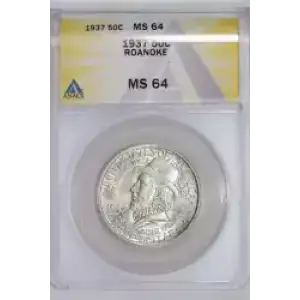 Classic Commemorative Silver--- Roanoke Island, North Carolina, 350th Anniversary 1937 -Silver- 0.5 Dollar
