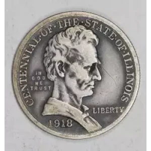 Classic Commemorative Silver--- Illinois Centennial 1918 -Silver- 0.5 Dollar