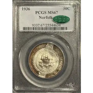 Classic Commemorative Silver--- Norfolk, Virginia, Bicentennial 1936 -Silver- 0.5 Dollar