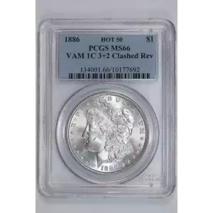 1886 $1 VAM 1C, 3+2 Reverse Clash HOT 50 (2)