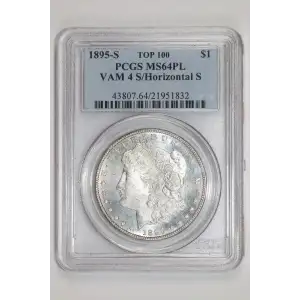 1895-S $1 VAM 4 S/Horizontal S TOP 100, PL