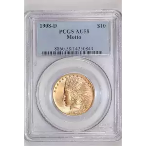 1908-D $10 Motto