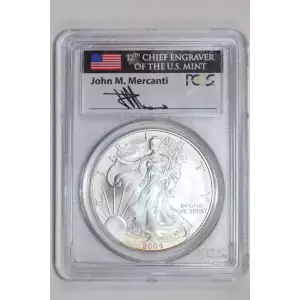 2004 $1 Silver Eagle  First Strike Mercanti Signature