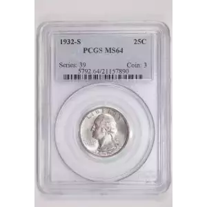 1932-S WASHINGTON QUARTER PCGS MS64