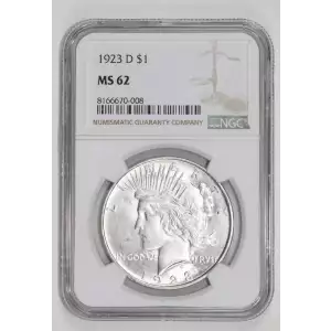 1923-D PEACE DOLLAR NGC MS62