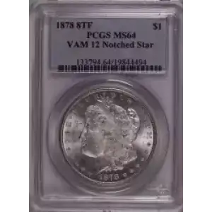 1878 8TF $1 VAM 12 Notched Stars