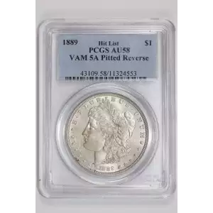1889 $1 VAM 5A Pitted Reverse Hit List