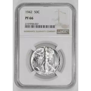 1942 PROOF WALKING LIBERTY HALF DOLLAR NGC PR66 - PQ, WHITE COIN!