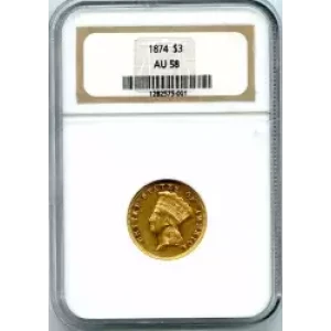 Three Dollar Gold Pieces---Indian Princess Head 1854-1889 -Gold- 3 Dollar (3)