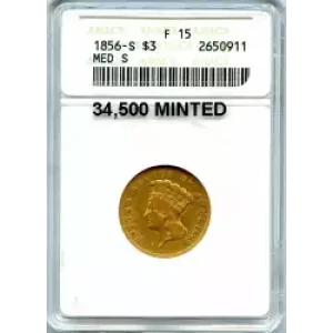 Three Dollar Gold Pieces---Indian Princess Head 1854-1889 -Gold- 3 Dollar (3)