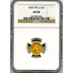 Gold Dollars---Indian Princess Head, Small Head 1854-1856 -Gold- 1 Dollar (3)