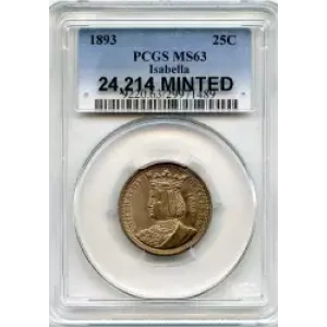 Classic Commemorative Silver--- World's Columbian Exposition, Isabella Quarter 1893-Silver- 0.25 Dollar (3)